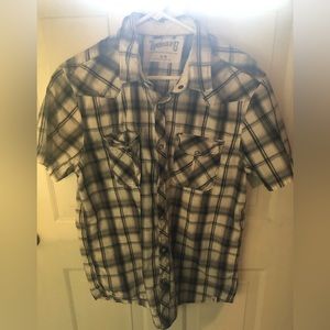 Vintage Men’s Roebuck & Company Black & White Plaid Short Sleeve Shirt.